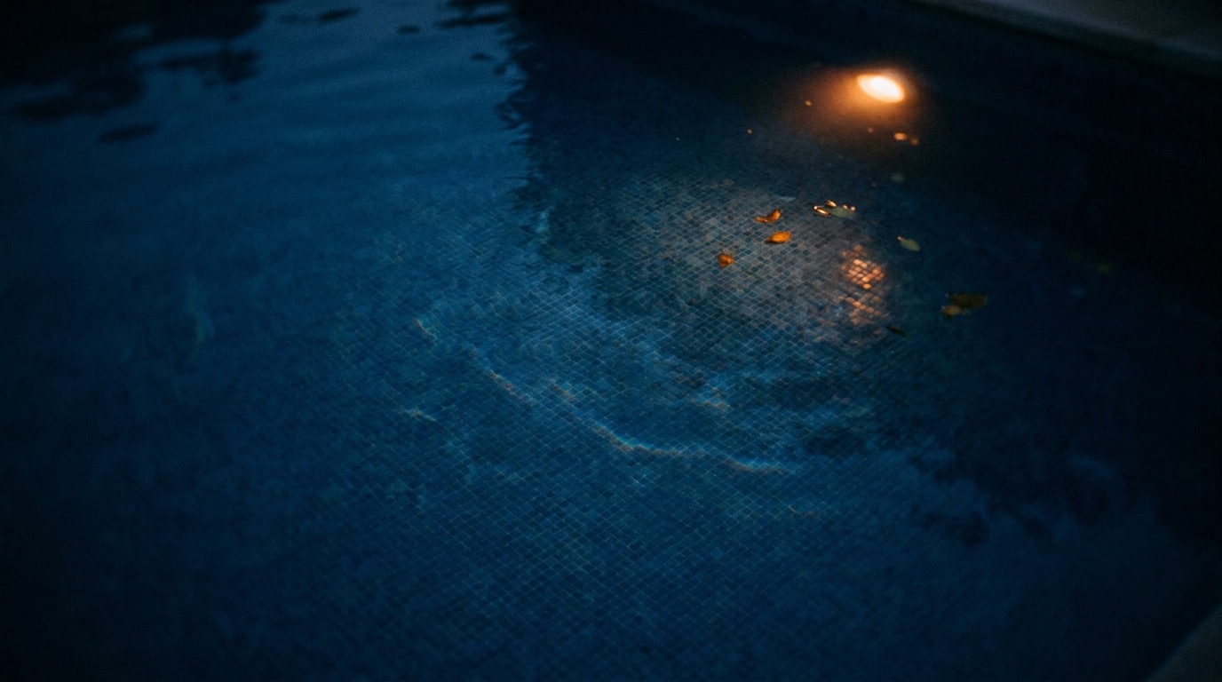 夜の水の底に揺れる光